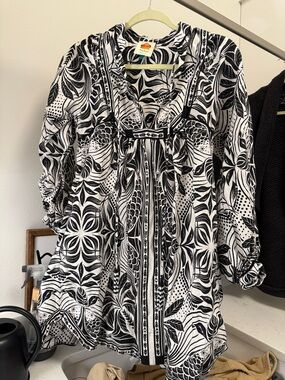 FARM Rio Black & White Botanical Dress